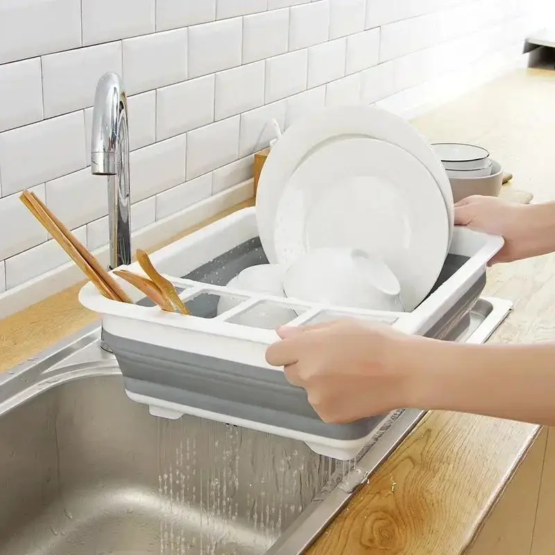 Escurridor plegable multifuncional para vajilla, organizador práctico - imagen 5