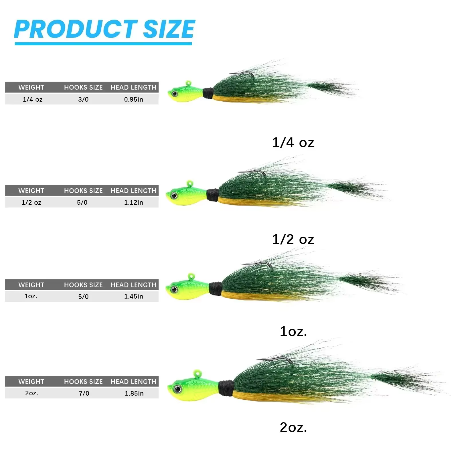 Goture Bucktail Jig Señuelo de Pesca Agua Salada Efecto Luminoso - imagen 3