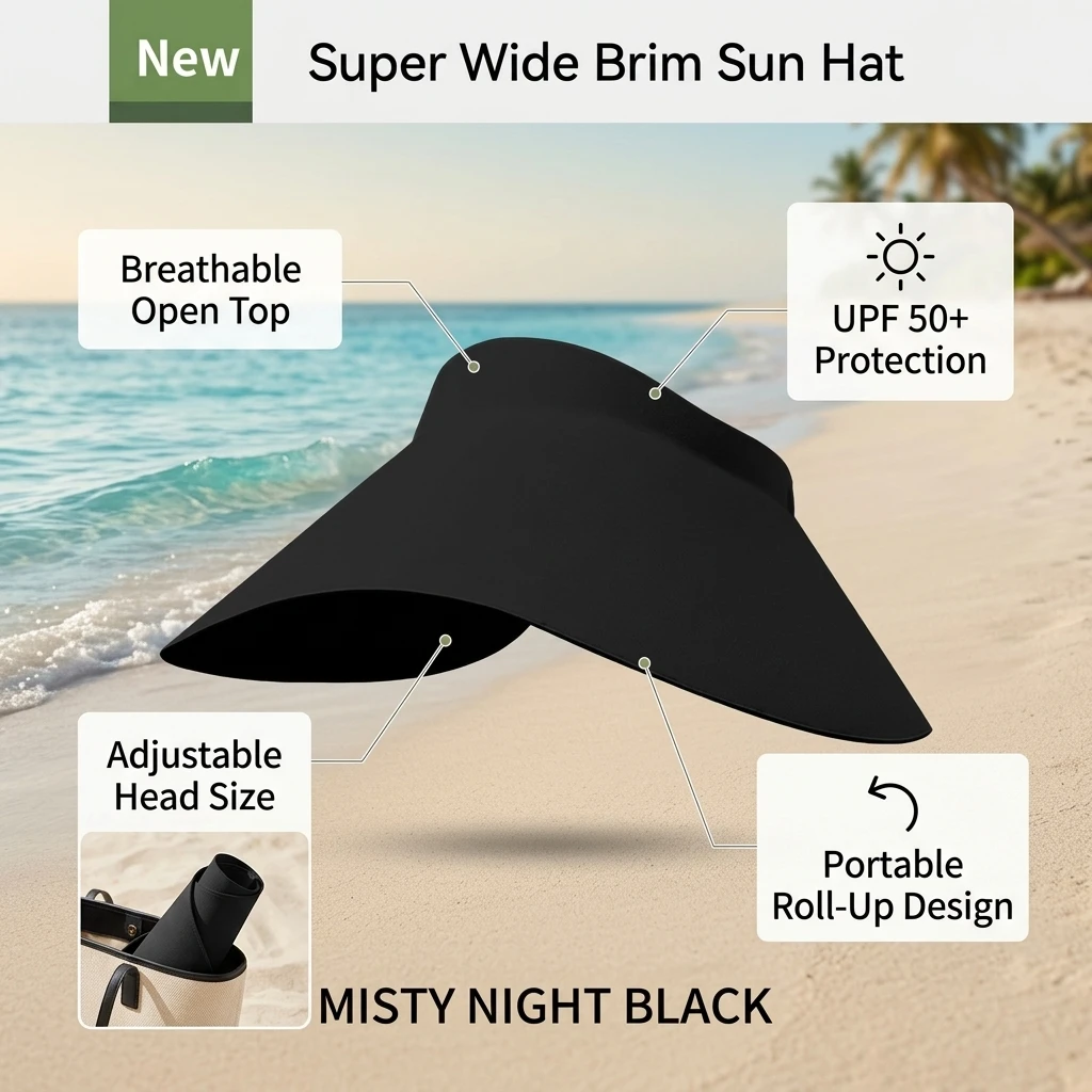 Gorra de pesca plegable de ala ancha transpirable, secado rápido - imagen 5