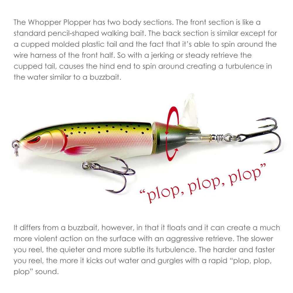 Countbass Whopper Popper – Señuelo de superficie con anzuelos VMC - imagen 4