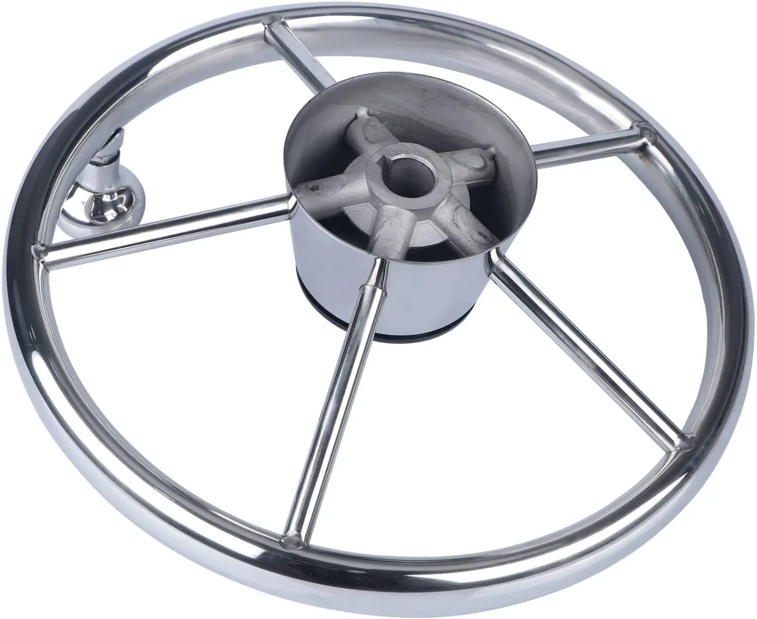Volante de acero inoxidable para yate espejo perilla control