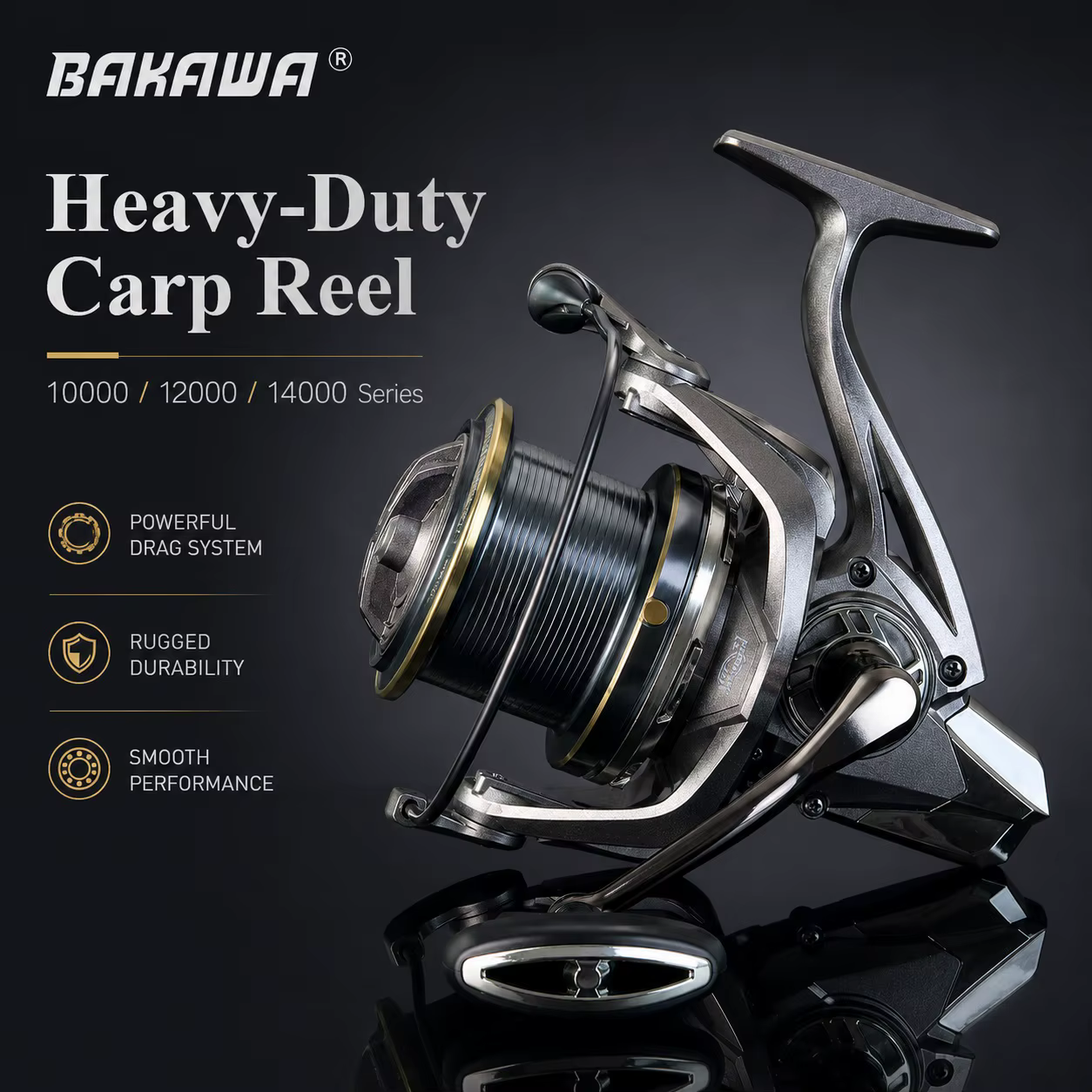 Carrete de spinning BAKAWA 10000 – Gran capacidad agua dulce y salada - imagen 4