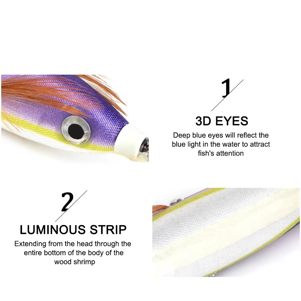 Tétricos luminosos FTK 10g – Set calamar pulpo Camarón para mar - imagen 5