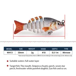 Hanlin Kunstaas Swimbait articulado 5 cm 2,5 g 6 segmentos para bass