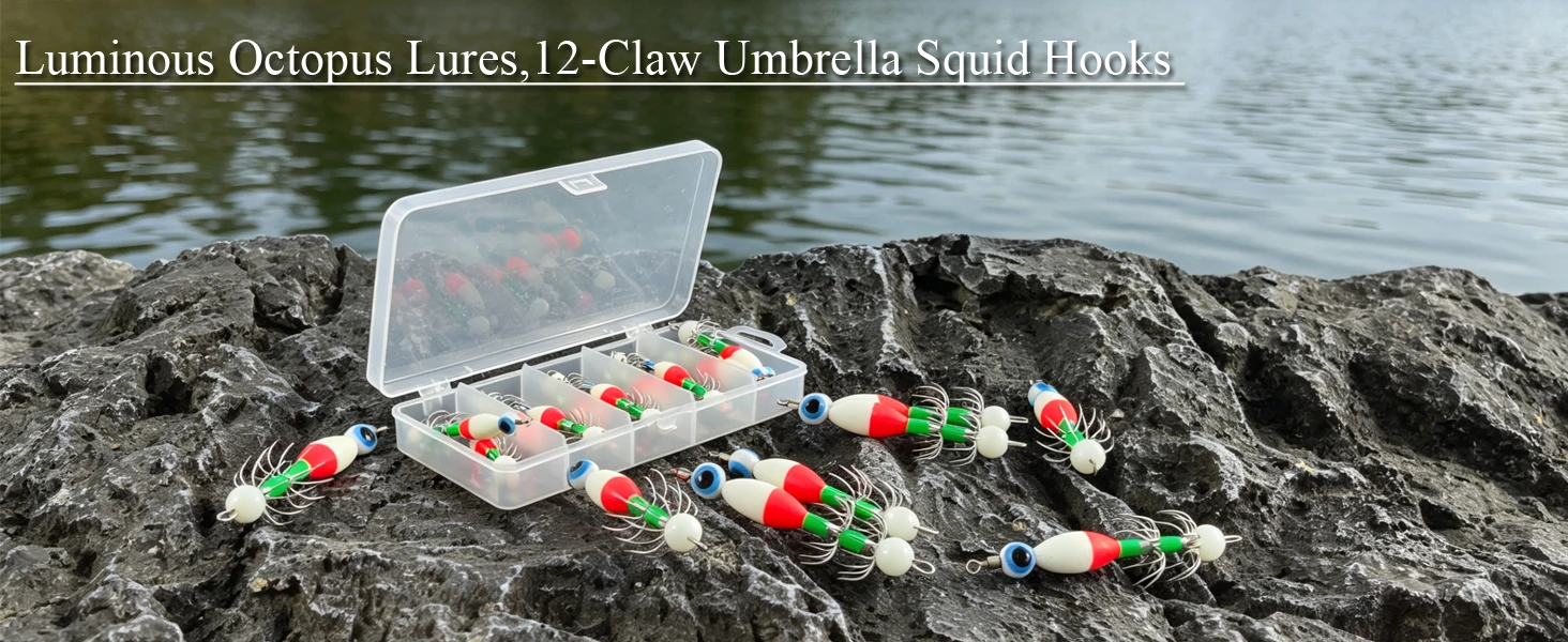 Cebo de pesca luminiscente con forma de calamar
