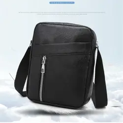 Bandolera impermeable de piel sintética hombre negro gran capacidad exteriores