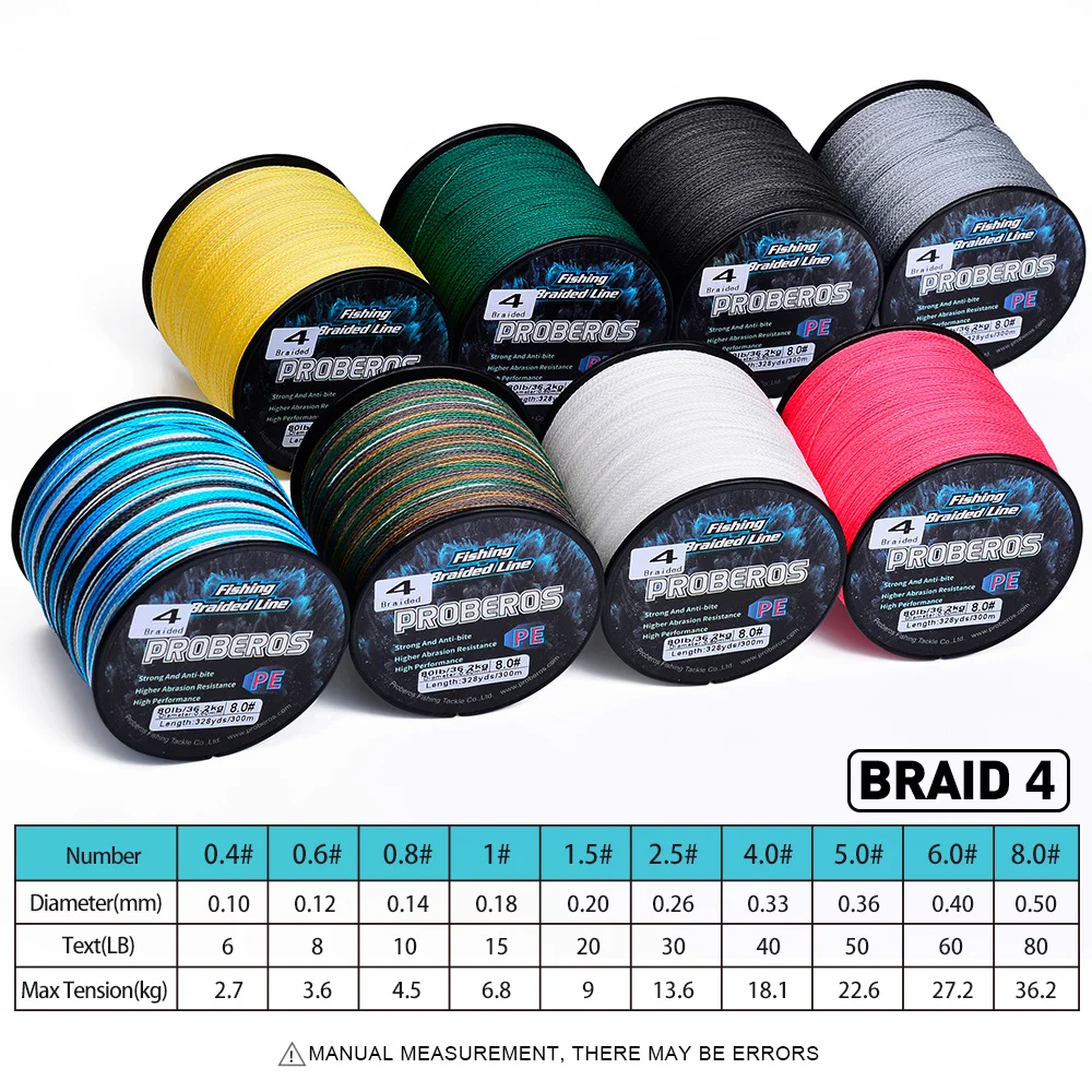 PROBEROS Sedal trenzado multifilamento duradero para pesca lubina