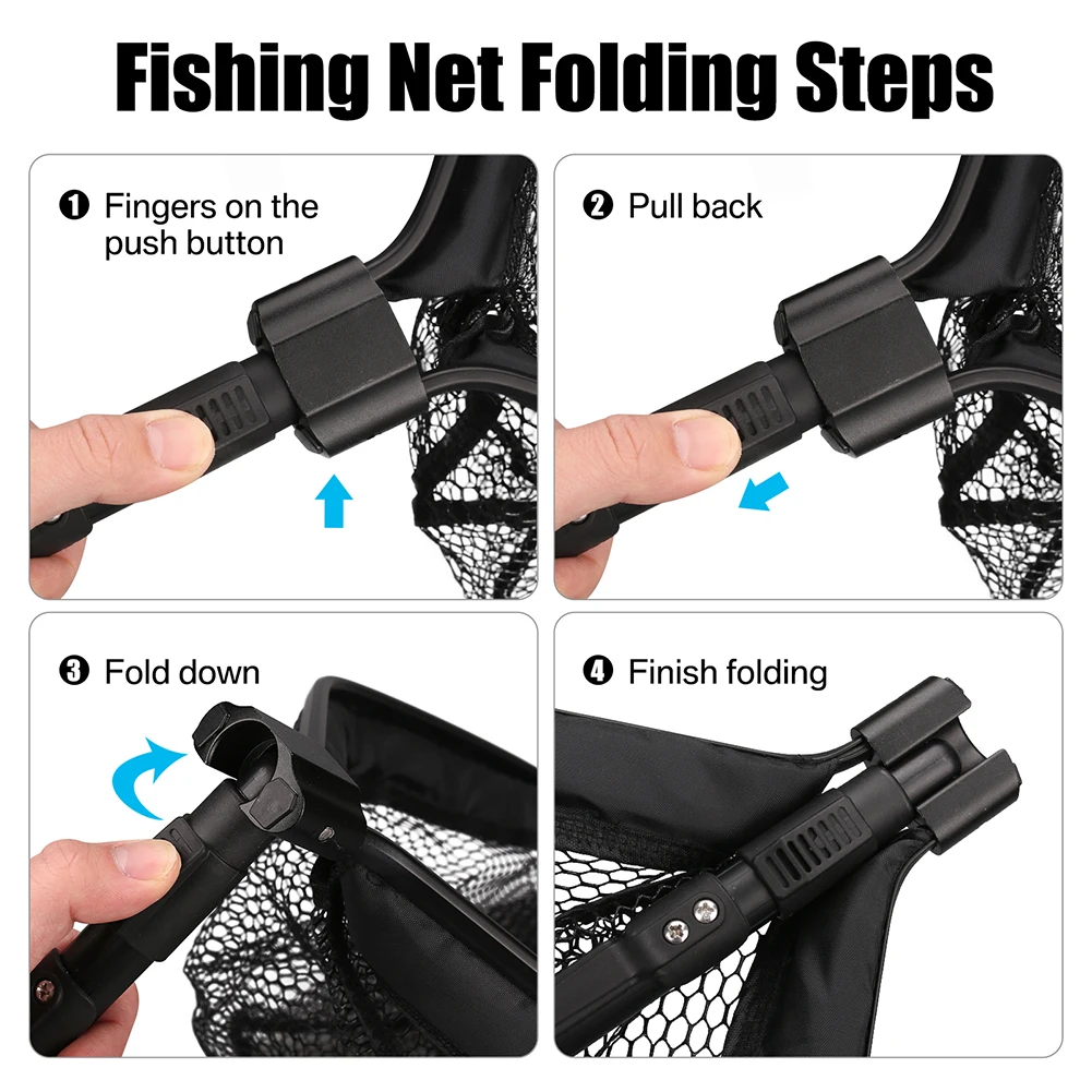 Landing net telescópica con recubrimiento de goma – Red de pesca plegable profesional - imagen 2