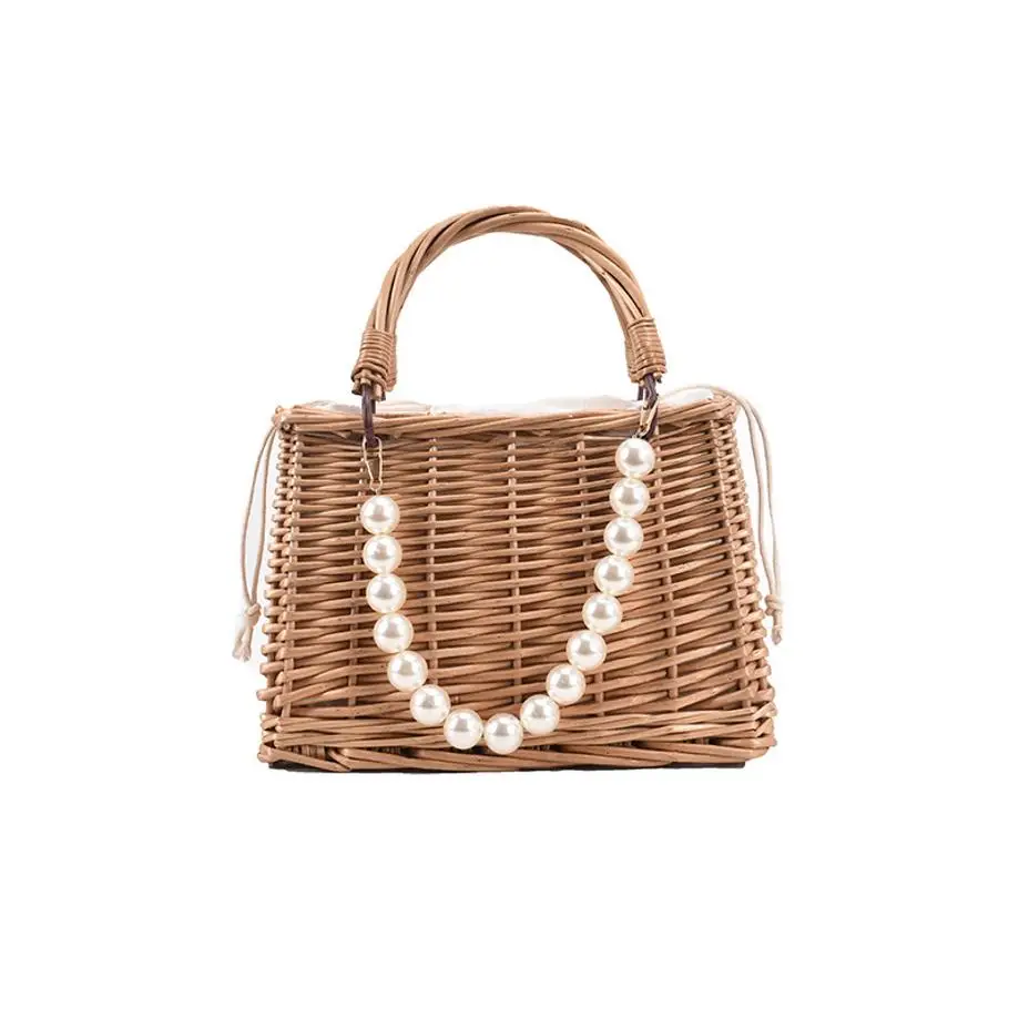 Bolso de mimbre tejido a mano con diseño floral - imagen 2