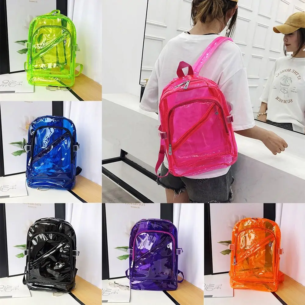 Mochila PVC transparente caramelo para mujer, escolar y resistente - imagen 5