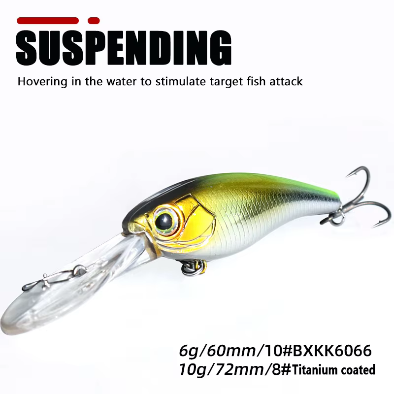 Señuelo Jerkbait flotante – Minnow de lengua larga en suspensión - imagen 4