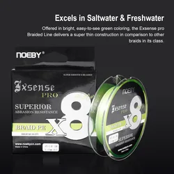 Línea Trenzada NOEBY X8 PE – Resistente a la abrasión verde flúor