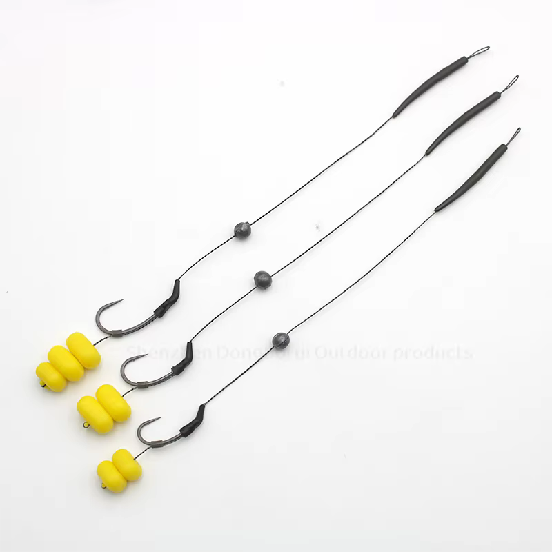 Pre-atados para Carpa con Maíz – Anzuelo Vástago Curvo Micro Púas - imagen 4