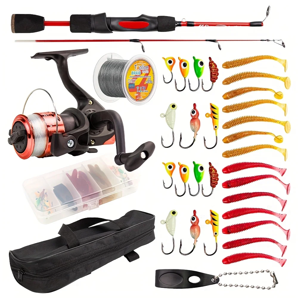 Kit completo de pesca en hielo Topline Tackle con caña, carrete y accesorios