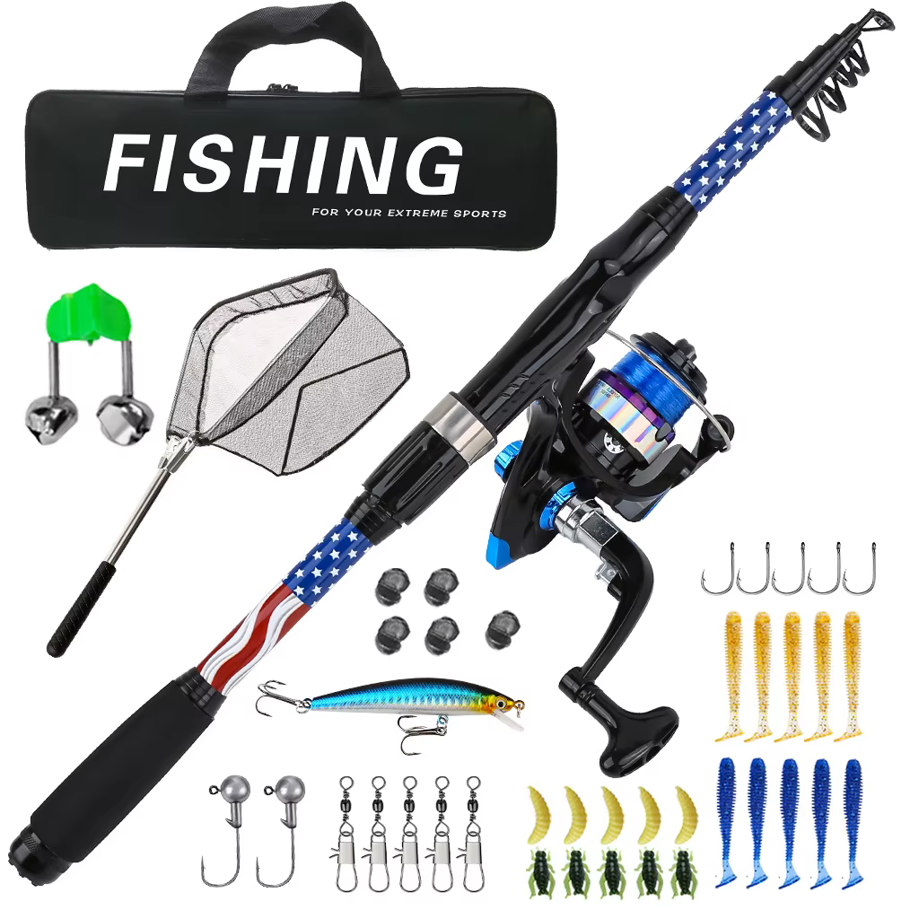 Caña Telescópica Kit Pesca Completo con Carrete y Señuelos - imagen 4