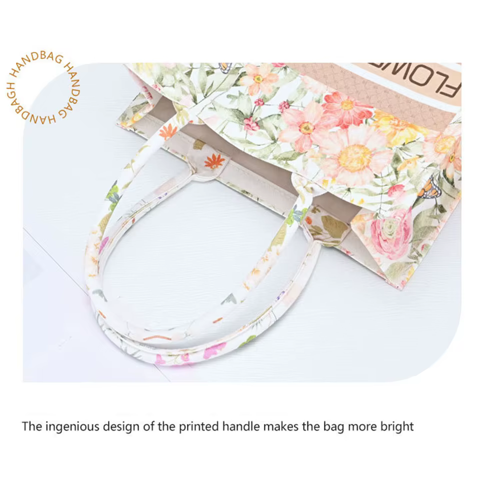 Bolso bandolera de lona floral – Gran capacidad y correa cruzada - imagen 3