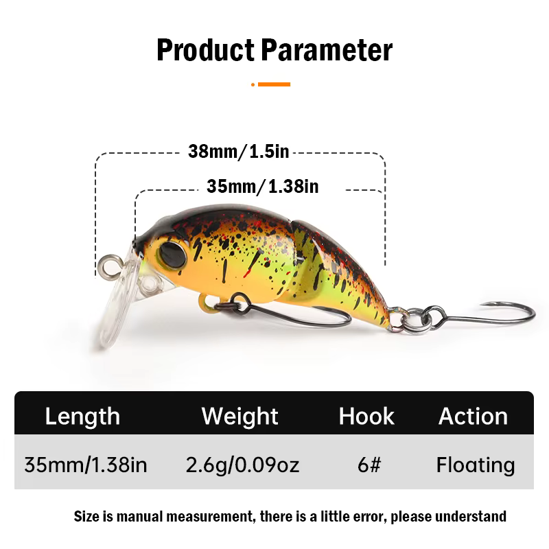 LEYDUN Micro Crankbait – 35mm flotante buceo poco profundo - imagen 5