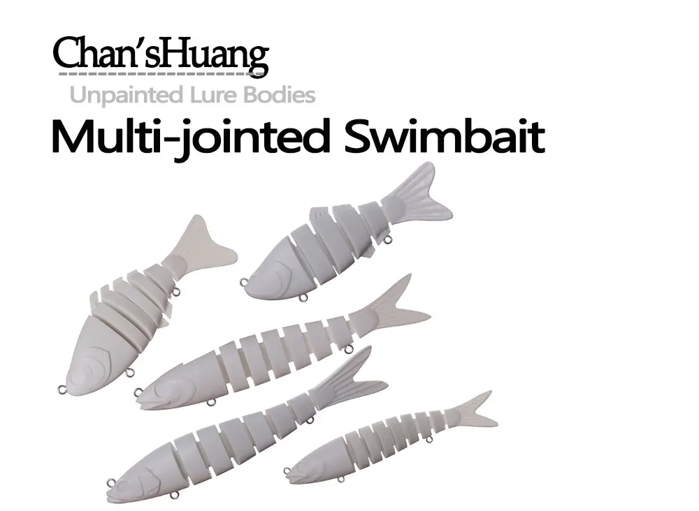 Swimbait multiarticulado Chan'sHuang blanco sin pintar vista lateral