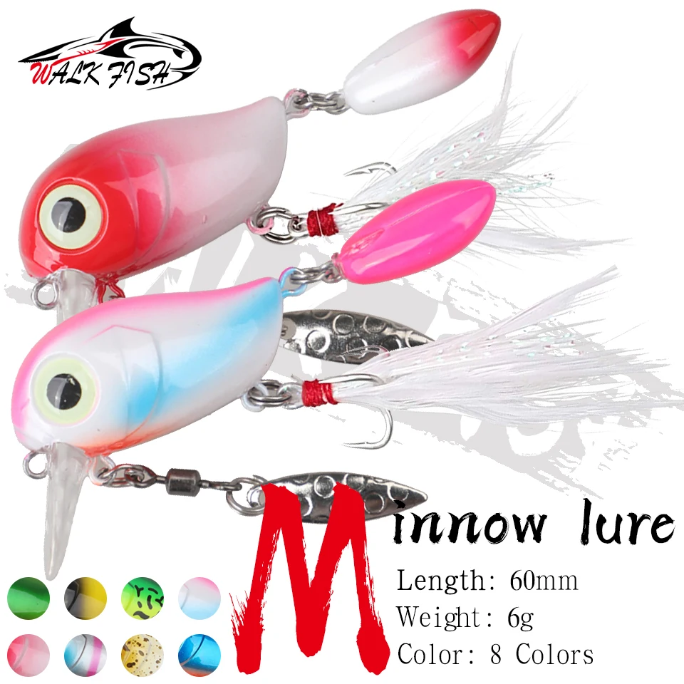 WALK FISH Crankbait de superficie con brillo oscilante para lubina - imagen 3