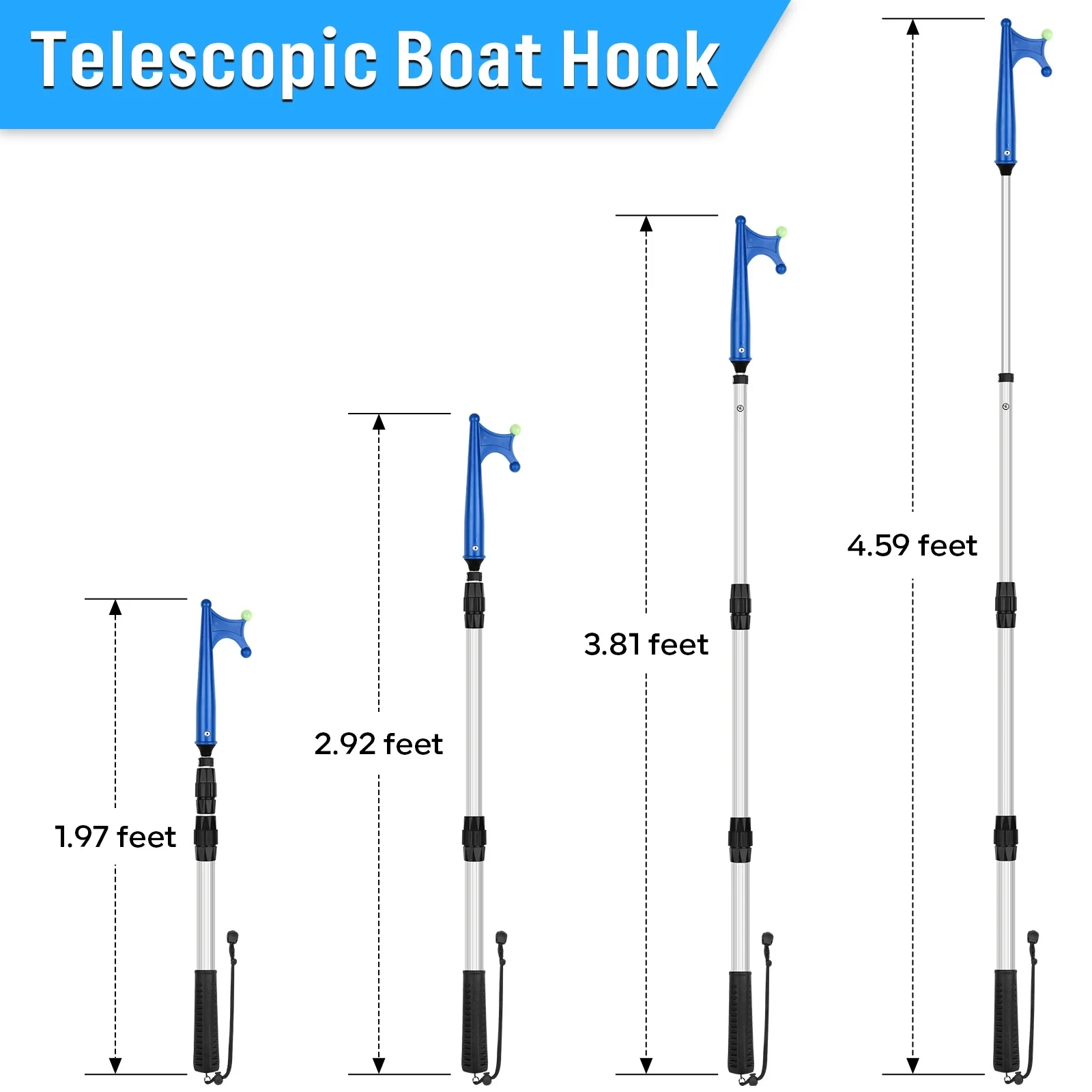 Gancho telescópico Sanlike – Aluminio antideslizante para pesca - imagen 2