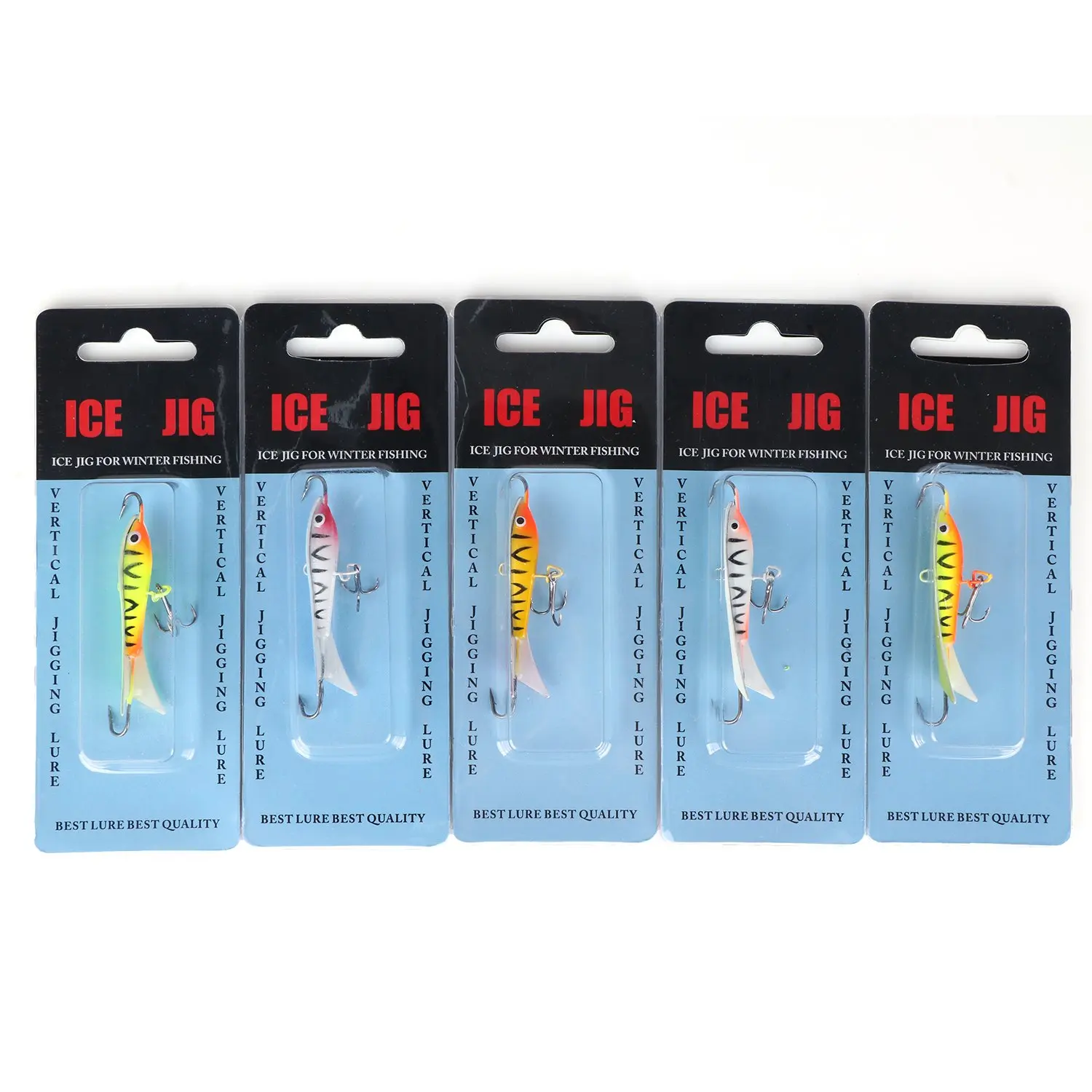 Goture señuelo duro para pesca vertical en hielo con anzuelos triples