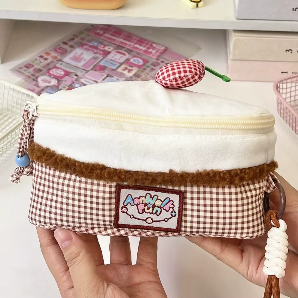 Neceser de maquillaje triangular plegable con estampado de cerezas - imagen 2