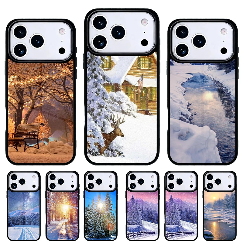 Funda iPhone con diseño paisaje invernal de nieve