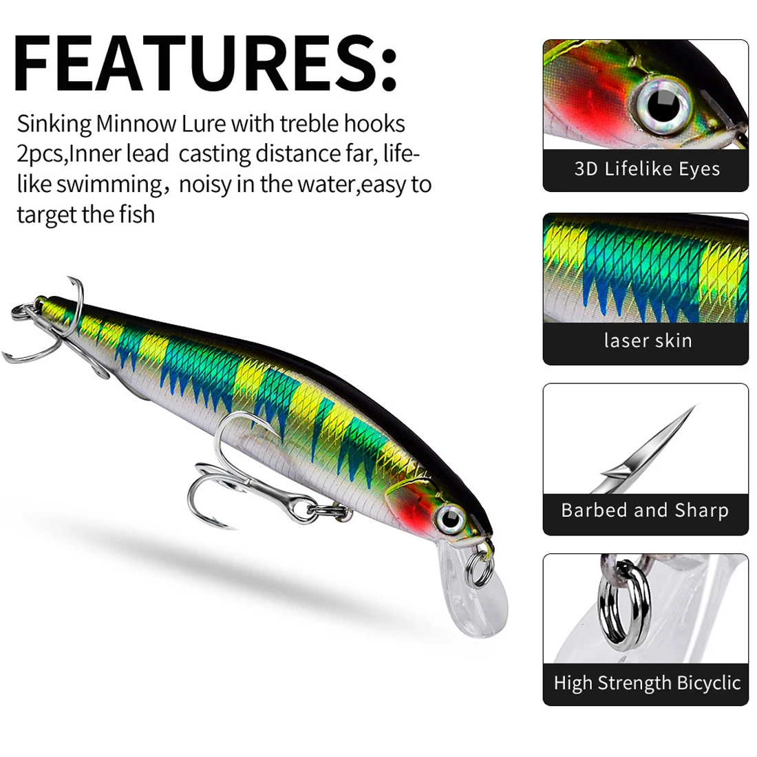FishTrip Señuelo Duro para Lubina y Trucha – Artificial flotante - imagen 2