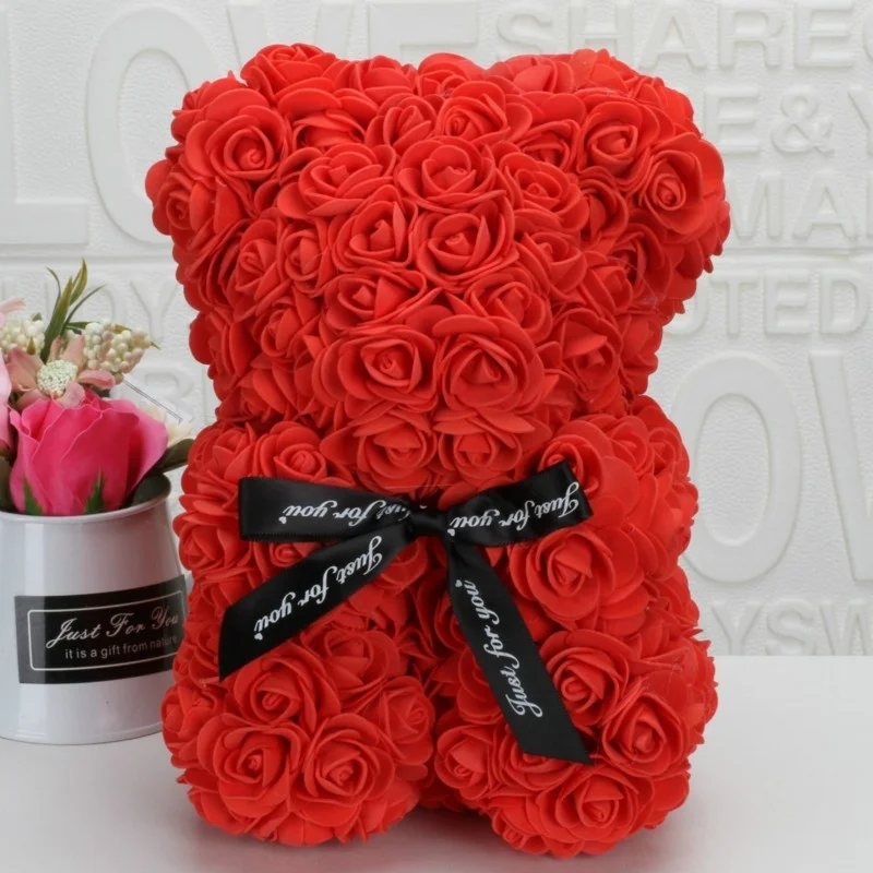 Oso de rosas eternas para San Valentín – Peluche floral decorativo