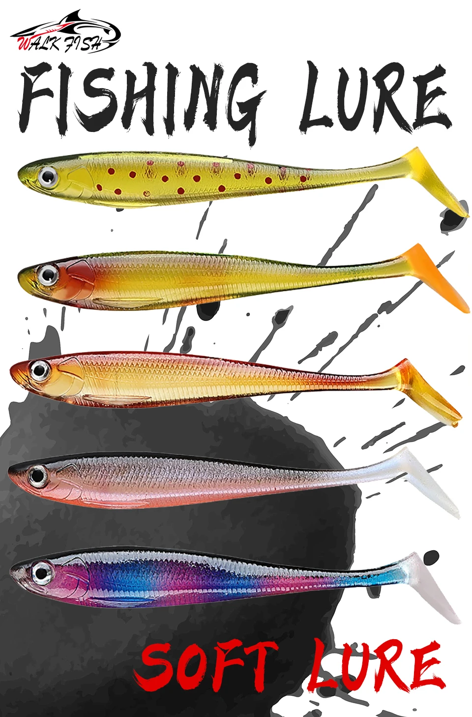Señuelos blandos WALK FISH con cola en T
