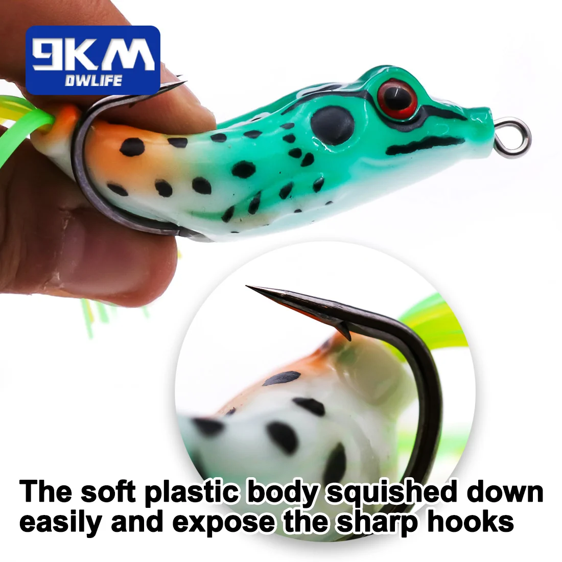 Señuelo rana topwater para lubina con cola horquilla PVC vinilo suave - imagen 2
