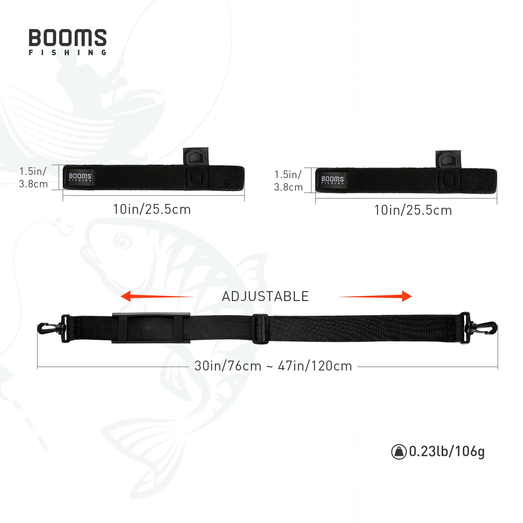 Booms pesca RS4 correa de transporte para caña Sling negro