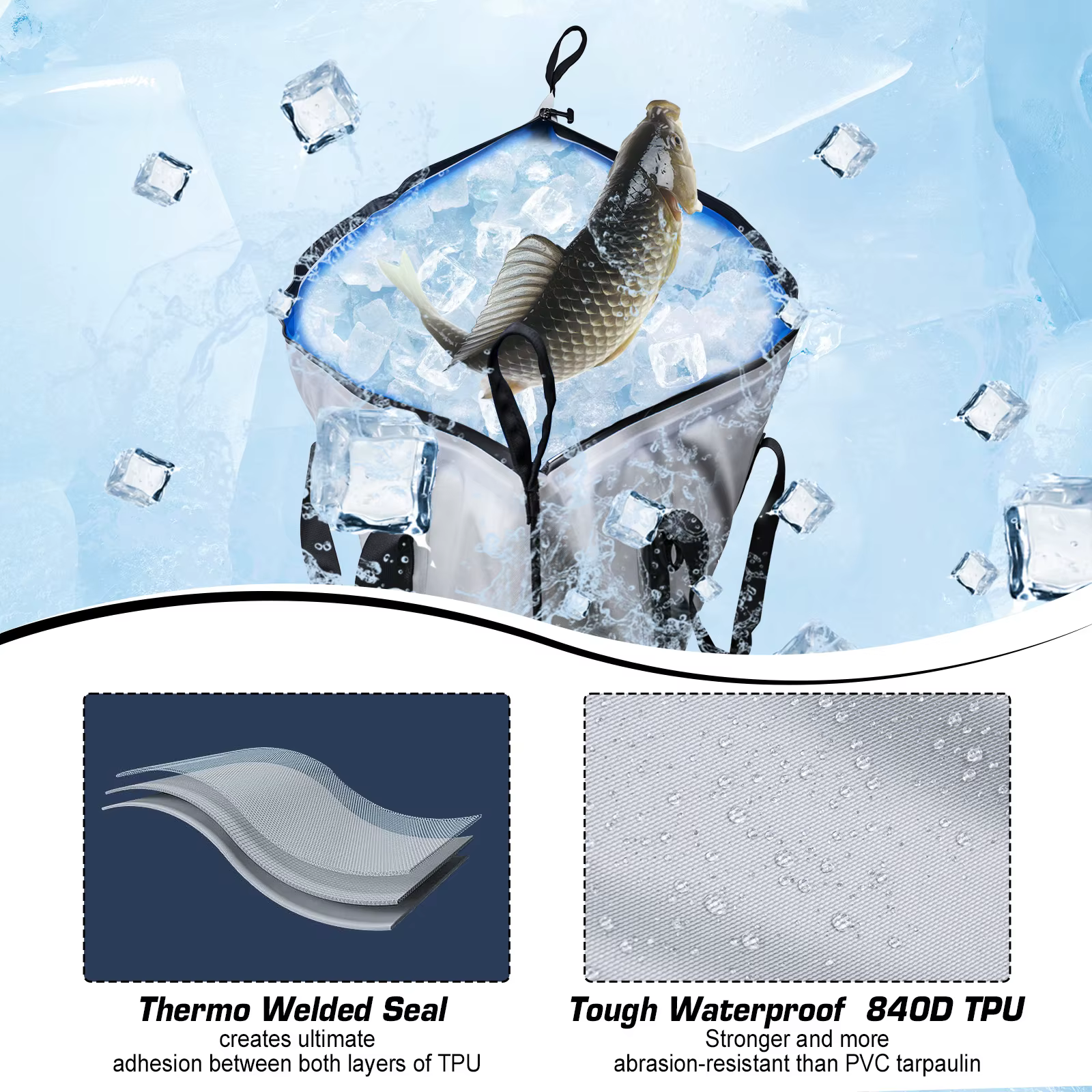Bolsa Refrigerante Goture plegable, impermeable, para pescado vivo - imagen 4