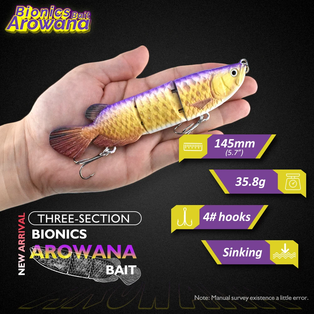 Swimbait hundible multiarticulado ABS para pesca de arwana - imagen 5