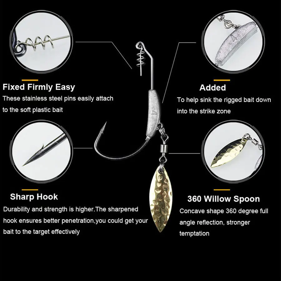 Jig Head con anclaje spin-lock para vinilo de pesca - imagen 4