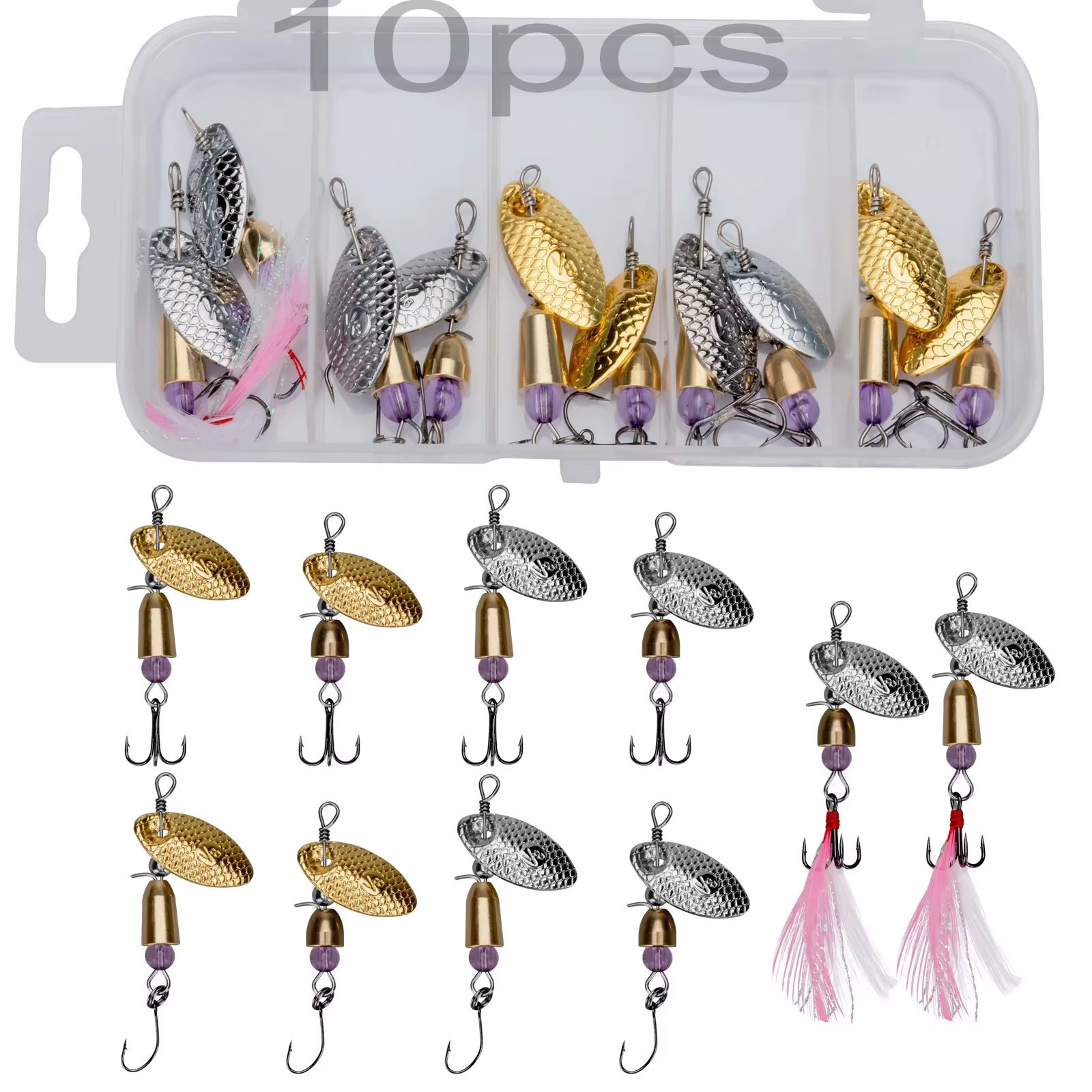 THKFISH Señuelos giratorios de metal con anzuelo para lubina - imagen 3