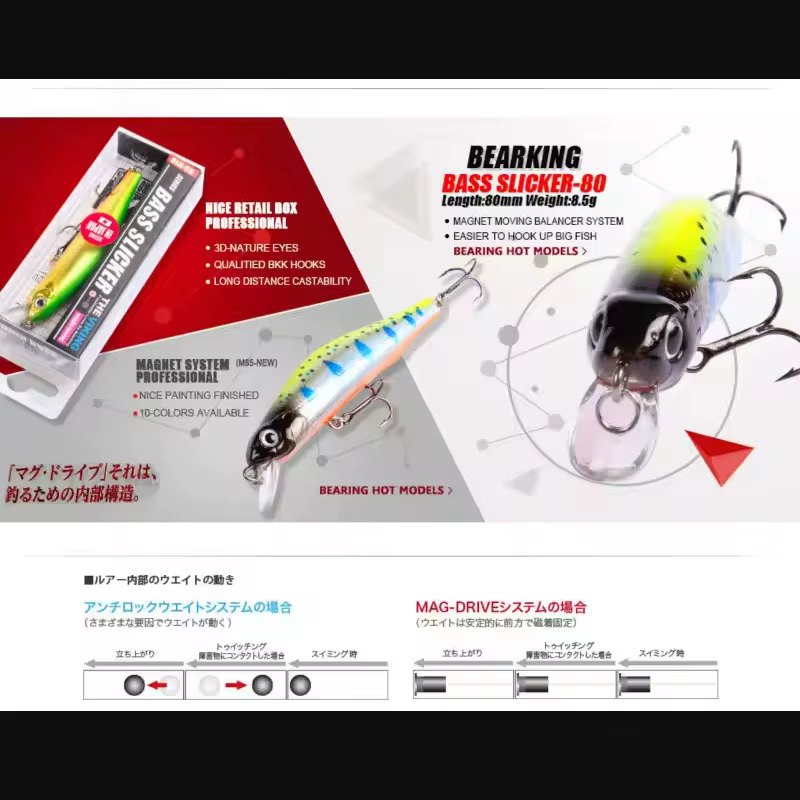 Crank Bait ZIP80 Bearking 8cm con sistema magnético para pesca - imagen 3