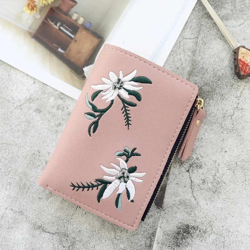 Cartera corta de mujer bordada Retro con hebilla y monedero diario - imagen 4