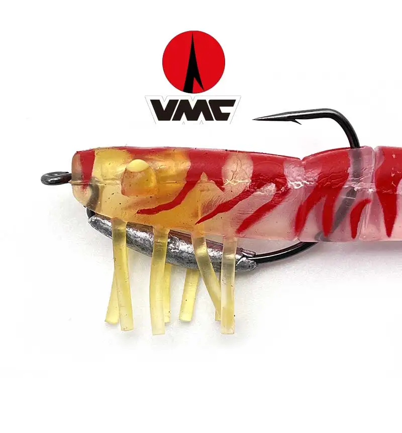 Señuelo TAKEDO tipo gamba 120mm con gancho VMC visible