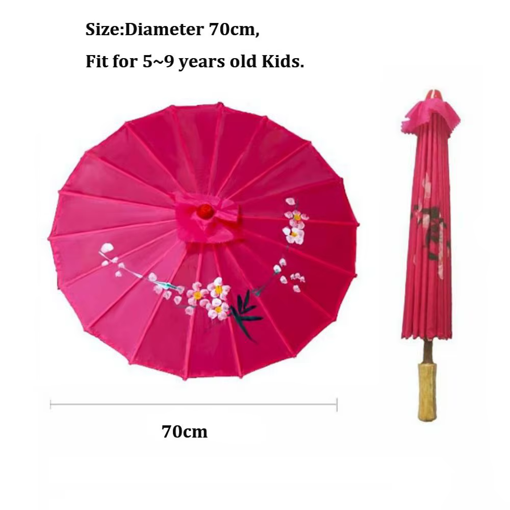 Sombrilla china de papel encerado abierta mostrando su diseño tradicional