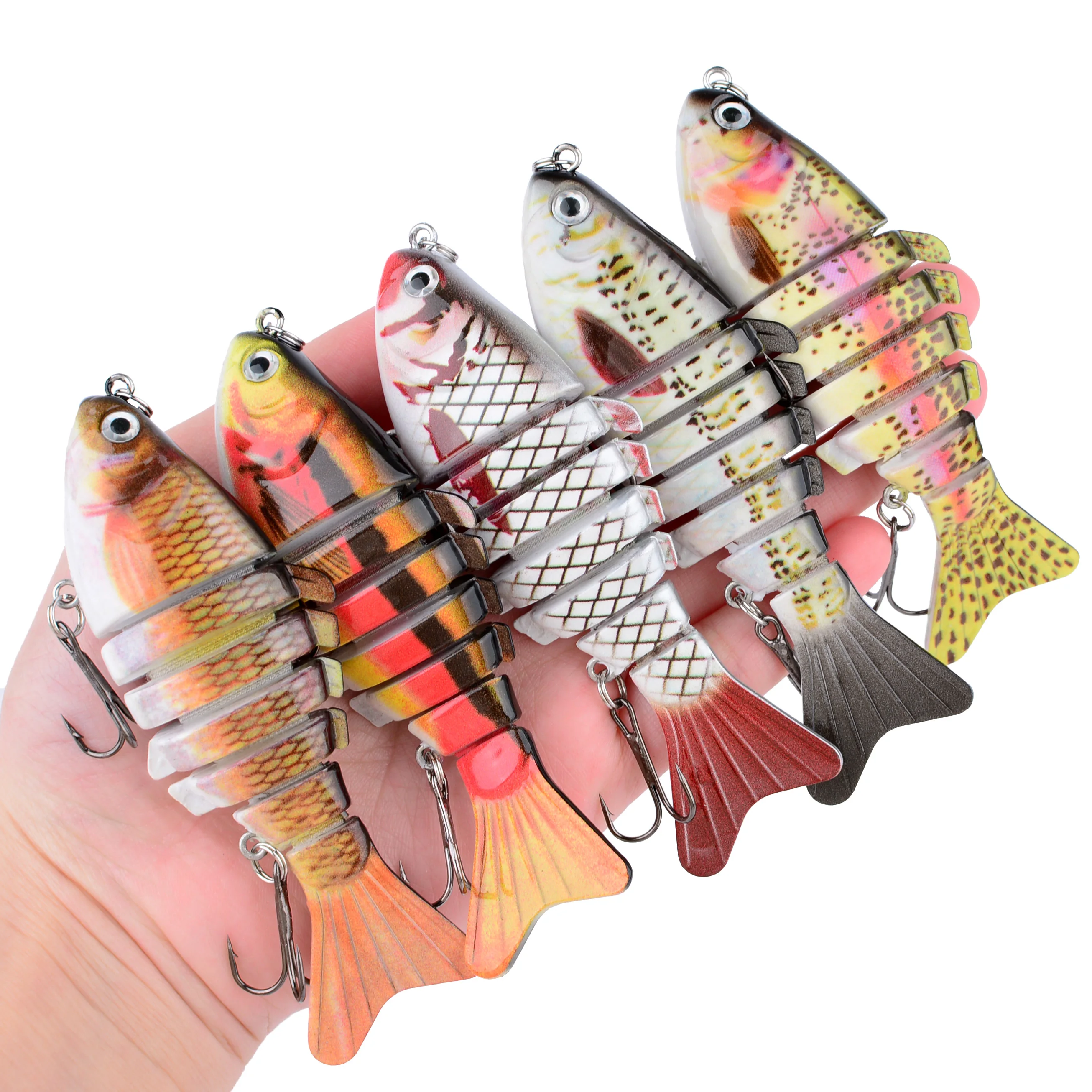 Señuelo oscilante multisegmento de plástico duro biomimético para pesca