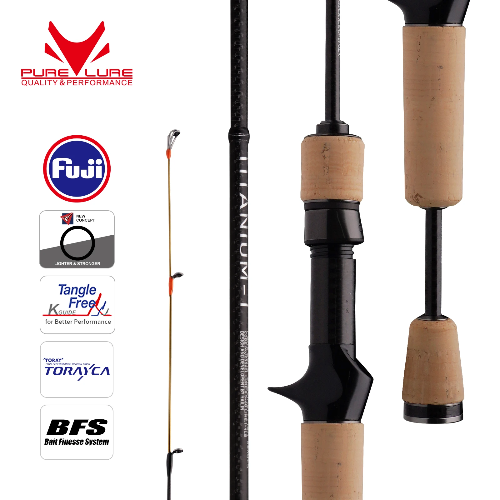 Caña spinning PURELURE Titanium-T XUL BFS – Guías FUJI, acción MF - imagen 2