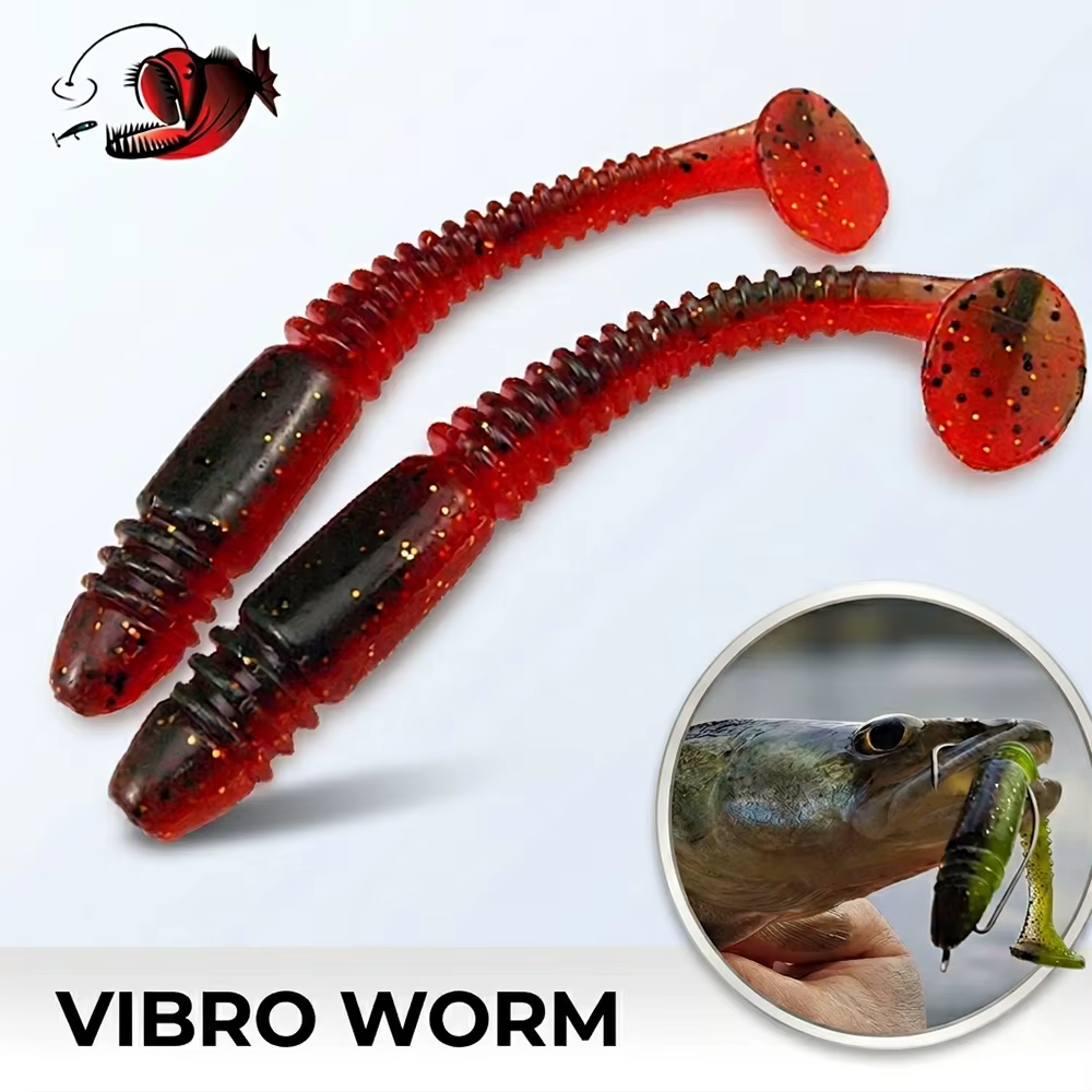 Kesfishing Vibro Worm 4" – Swimbait de silicona para lucio y trucha - imagen 5
