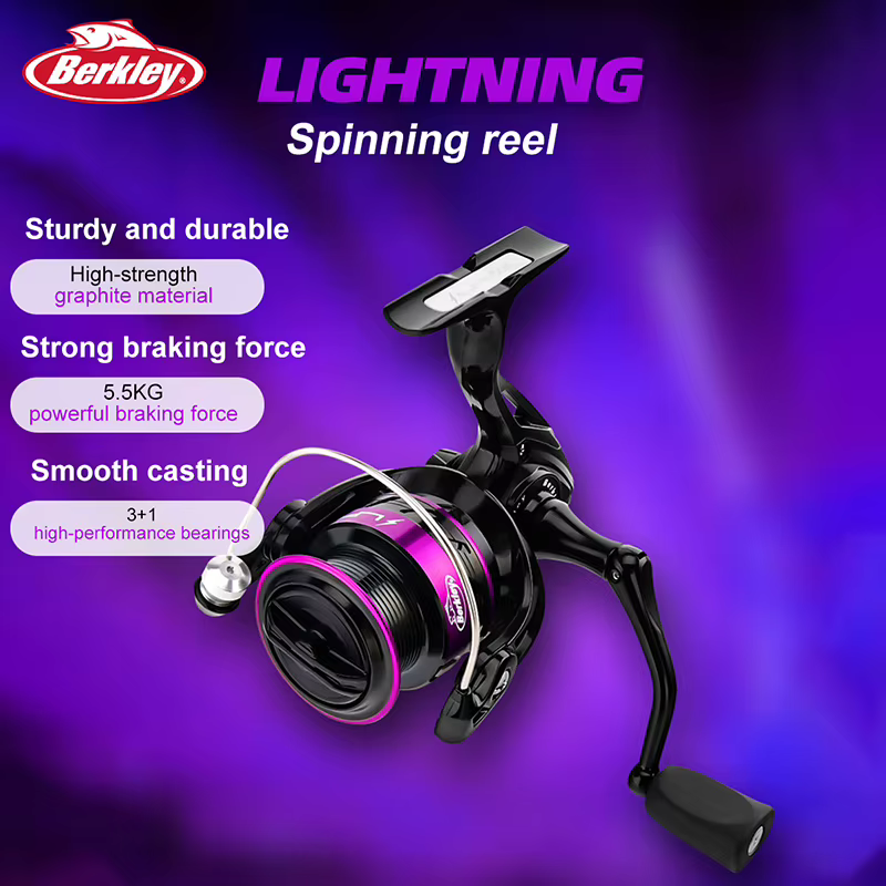 Carrete Berkley Mini Spinning – Metal, Lanzamiento Largo, 5.1:1