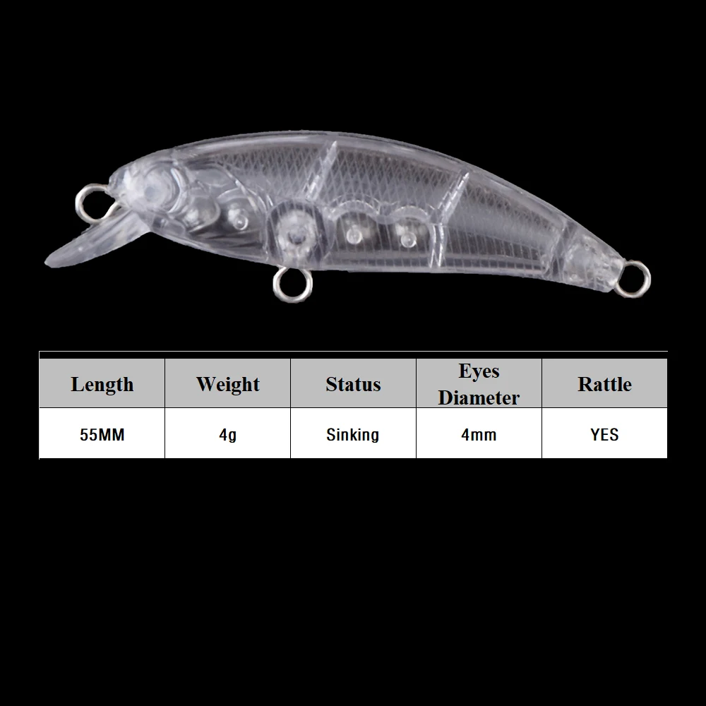 Chan’sHuang micro señuelos de hundimiento blancos sin pintar para pesca - imagen 3