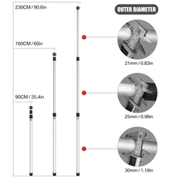 Postes telescópicos de aluminio ajustables para tiendas y toldos