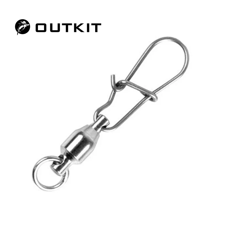 OUTKIT Giratorios de pesca con rodamientos broche plateado, inoxidable - imagen 3