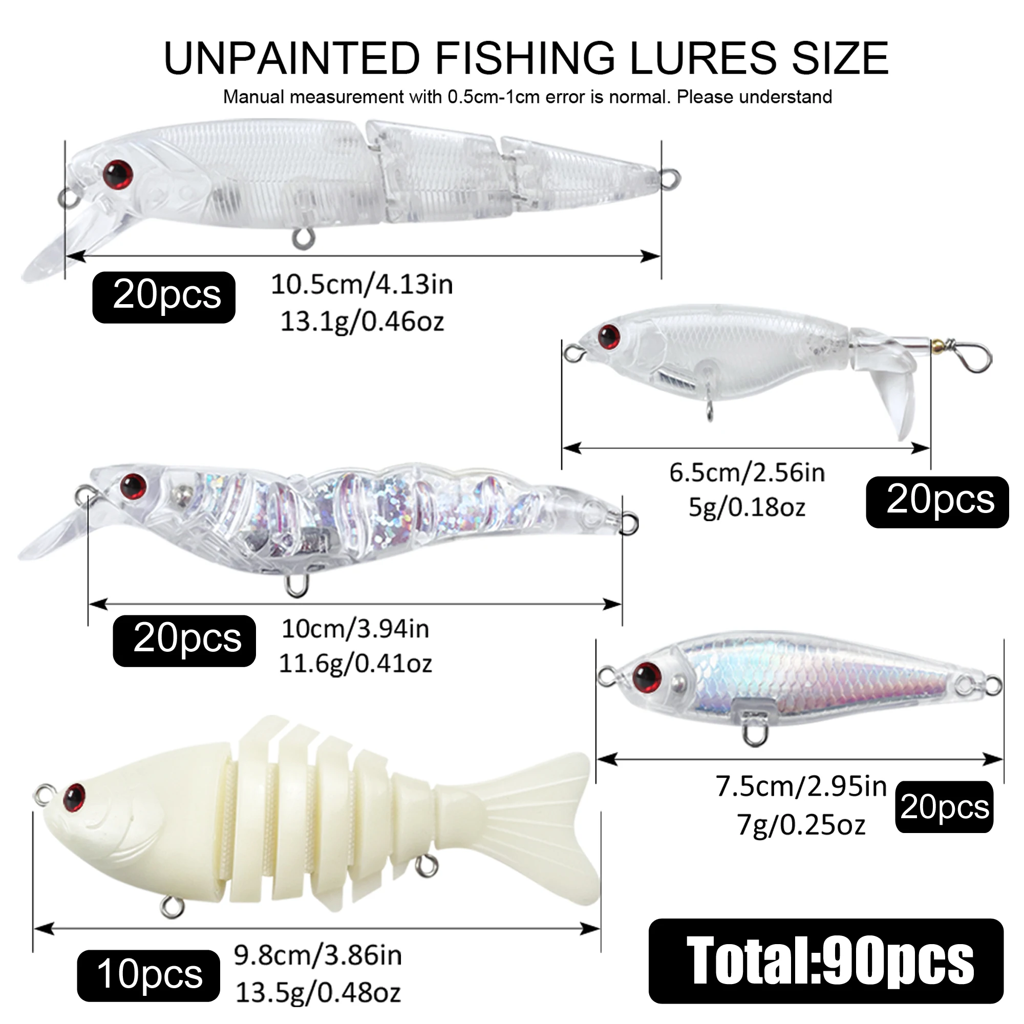 Señuelos Minnow VIB Jerkbaits en blanco Free Fisher – sin pintar - imagen 2