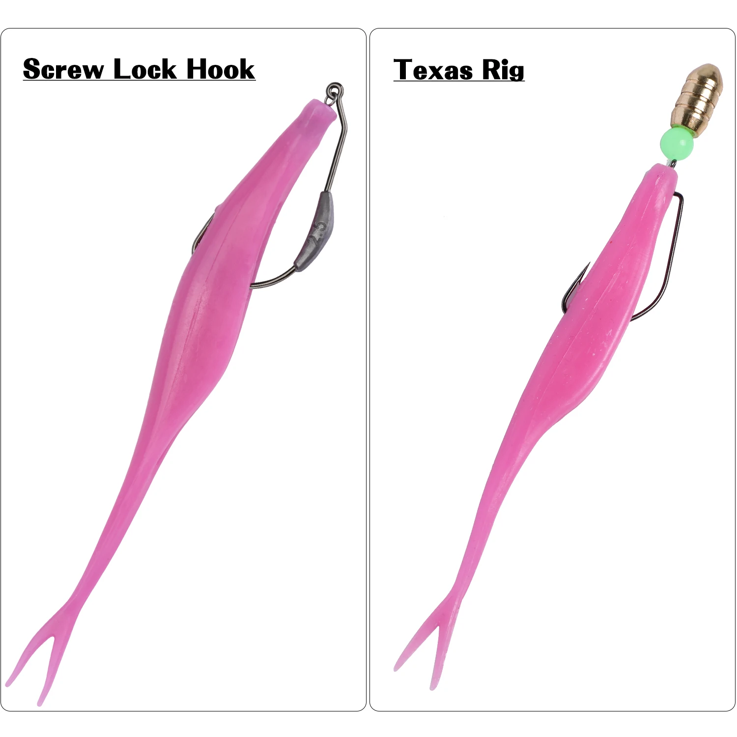 Goture Texa Rig weedless de vinilo rosa con anzuelo sin enganches - imagen 5
