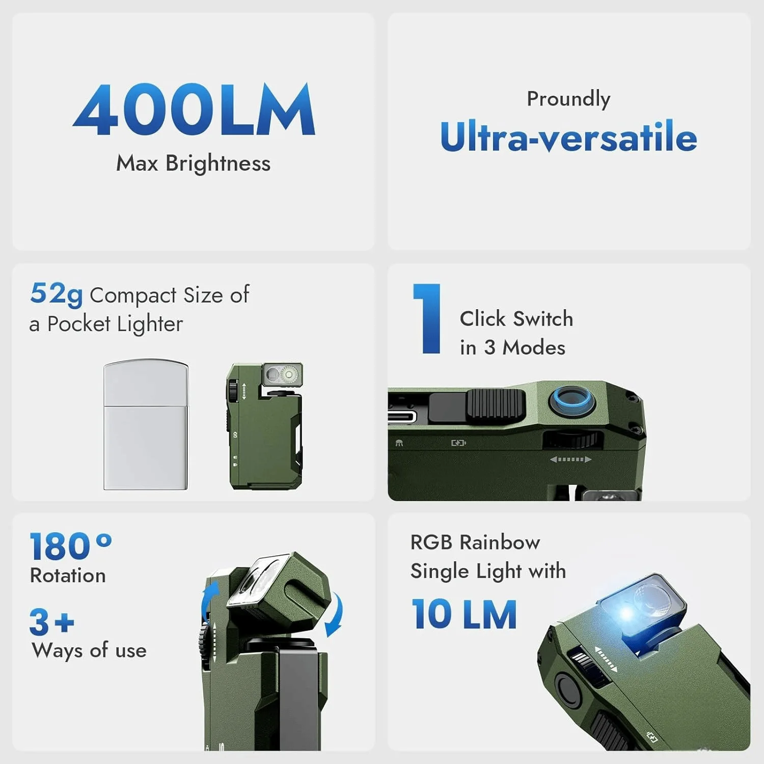 Linterna EDC recargable G5 400 lúmenes RGB pesca nocturna - imagen 2